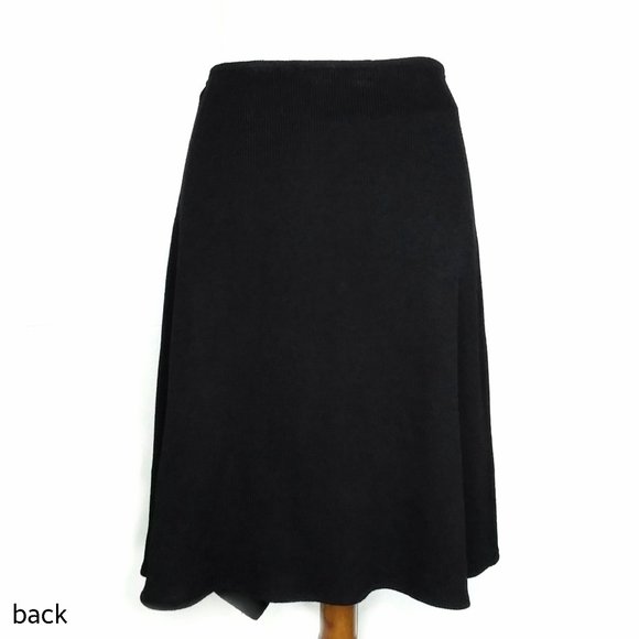 St. John Evening Santana Knit Asymmetrical Flare Skirt in Black